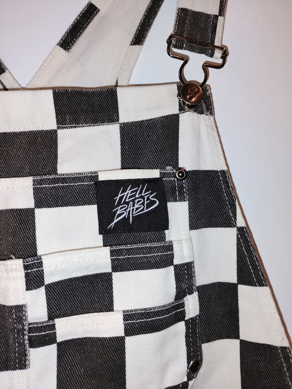 Retro Checkerboard Overalls Plaid 90s  Festival Grunge Punk Bib Jumpsuit Large - Picture 3 of 9